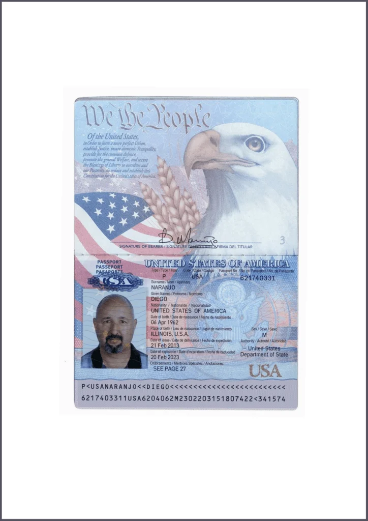 Passport or Visa Sample Scanned