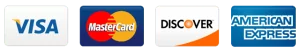 Visa, Mastercard, Discover, American Express